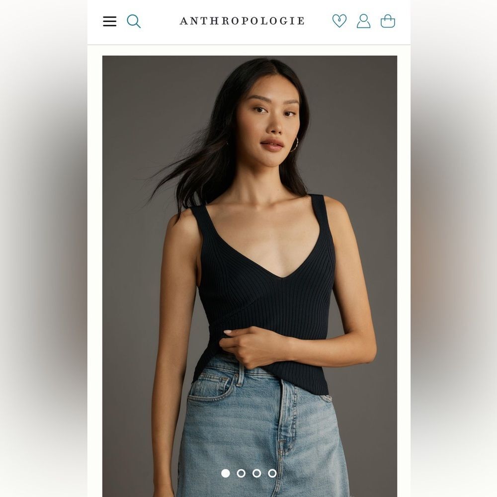 ANTHROPOLOGIE Knit Tank Top/Black V-Neck  Classic/SZ. Small NWOT/Versatile Top